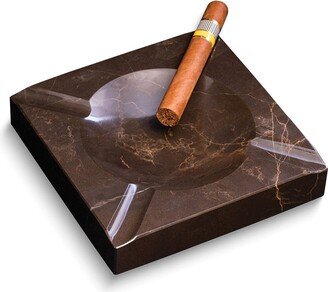 Curata Handcrafted Amber Emperador Marble Square Cigar Ashtray