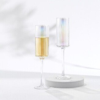 Christian Siriano New York Chroma Iridescent Champagne Flute Glass - 6 oz - Set of 2