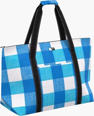 French Blue and White Check On Holiday Bag