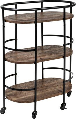 3 Tier Oval Bar Cart Walnut