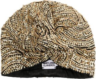 Iman twist-detail sequinned turban