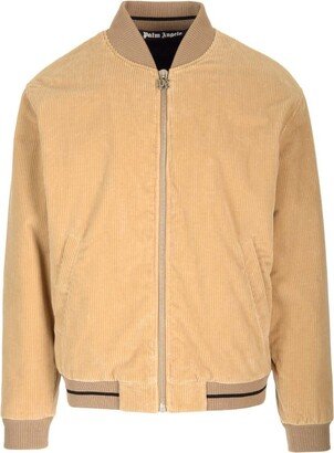 Logo Printed Corduroy Bomber Jacket