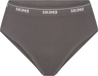 Logo Rib High Leg Bikini | Grey Chalk