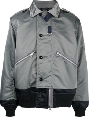 Off-Centre Button-Fastening Bomber Jacket