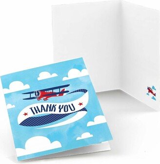 Big Dot of Happiness Taking Flight - Airplane - Vintage Plane Baby Shower or Birthday Party Thank You Cards (8 count)