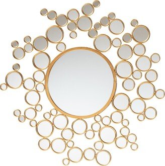 Castiel Modern Glam and Luxe Antique Goldleaf Metal Bubble Accent Wall Mirror - Antique goldleaf