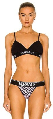 Logo Band Triangle Bra in Black