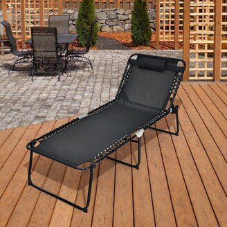 Folding Reclining Lounge Chaise 4-Position Backrest Portable