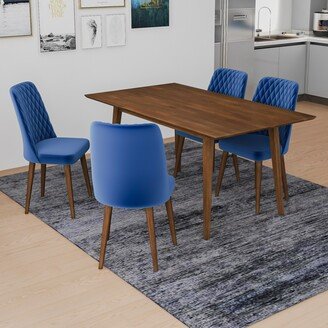 Ashcroft Imports LLC Even Modern Solid Wood Dining Table and Chair Set 5 Piece Dining Room Furniture Set