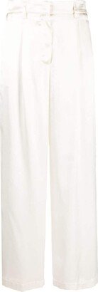 Satin-Finish Gathered Trousers