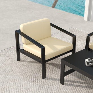 CoolArea 28.7 Outdoor Patio Single Arm Chair with Black Metal Frame and Zippered Cushion