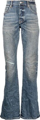 P004 paint-splatter bootcut jeans