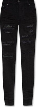 Distressed Tapered Leg Jeans-AB