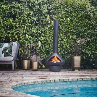 Ivyline Outdoor Fornax Fireplace in Matt Black H132CM W52CM