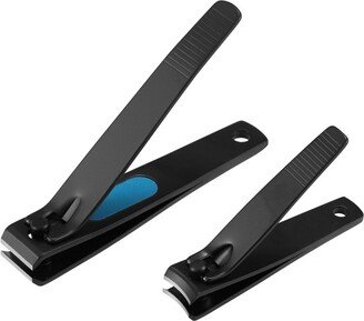 Unique Bargains 2pcs Nail Clipper Set for Nail Care for Travel or Home Black Stainless Steel