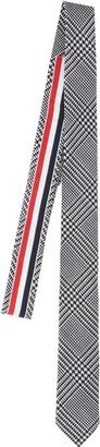 Houndstooth-Check Striped Tie