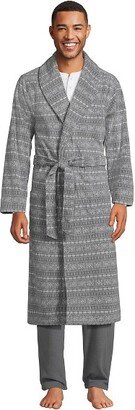 Men's Fleece Robe - Medium - Warm Graphite Stripe Snowflake