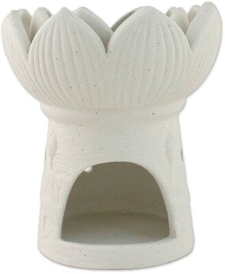 Handmade Fragrant Lotus In White Ceramic Oil Warmer