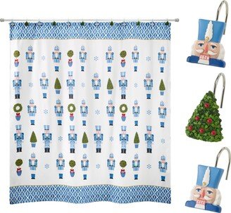 Nutcracker Trellis Shower Curtain and Shower Hooks, 13 Piece Set