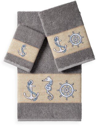 Easton 3-Piece Embellished Towel Set - Dark Grey