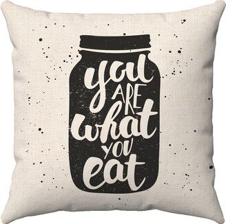 Mason Jar Typography Pillow - Shabby Chic Farmhouse Decor You Are What Eat Farm Style Cover Rustic Throw