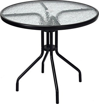 32''Outdoor Patio Round Table Tempered Glass Top