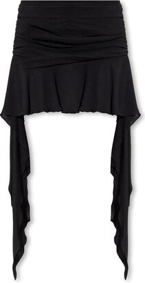 Ruffled Pleated Asymmetric Mini Skirt