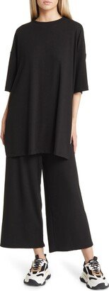 Dressed in Lala Lex Ribbed Oversize T-Shirt & High Waist Crop Pants Set