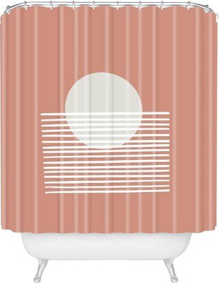 Mambo Art Studio Terracotta Sunset Shower Curtain Brown