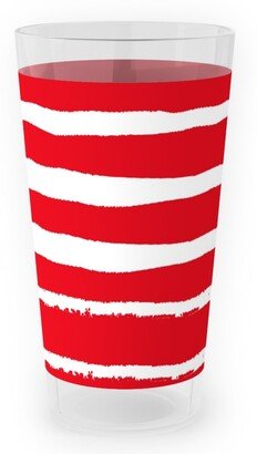 Outdoor Pint Glasses: Painted Stripes - Red Outdoor Pint Glass, Red