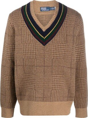 Glen plaid check-pattern wool jumper