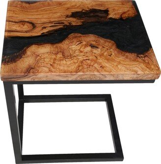 Olive Wood Black Resin Epoxy Table