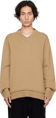 Beige Elbow Patch Sweater