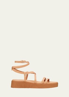 Aristea Leather Ankle-Strap Platform Sandals