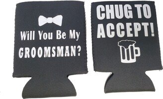 2 Sided Groomsman Can Cooler Will You Be My Groomsman? Chug To Accept Proposal Box Items Gift Beer Holder