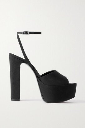 Jodie Crystal-embellished Grosgrain Platform Sandals - Black