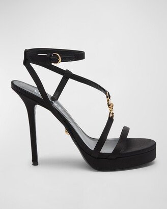 Medusa Satin Strappy Platform Sandals