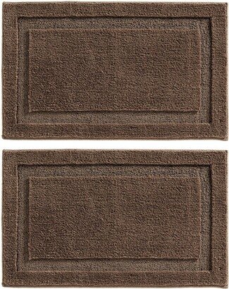 mDesign Non-Slip Microfiber Bathroom Rug, 21 x 34 - 2 Pack - Dark Brown