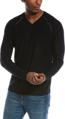 Contrast Piped Cashmere V-Neck Sweater-AB