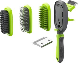 'Conversion' 5-in-1 Interchangeable Dematting and Deshedding Bristle Pin and Massage Grooming Pet Comb