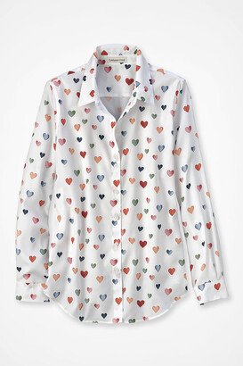 Women's Confetti Hearts No-Iron Shirt - White Multi - 6P - Petite Size
