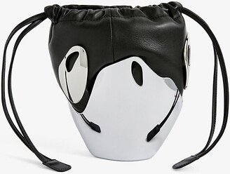 Black And Chrome Chrome Splash Leather Cross-body bag