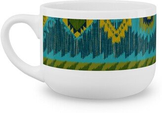 Mugs: Kilim - Ocean Tones Latte Mug, White, 25Oz, Green