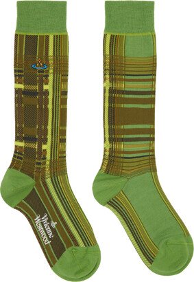 Green Oversize Madras Socks