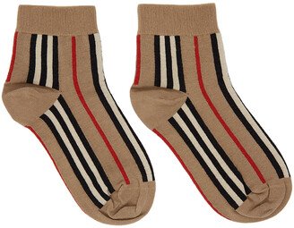 Beige Stripe Short Socks