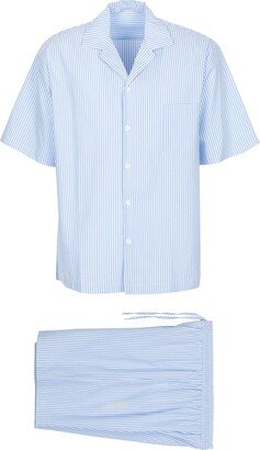 Cotton Striped Pyjama Set Sleepwear Sky Blue