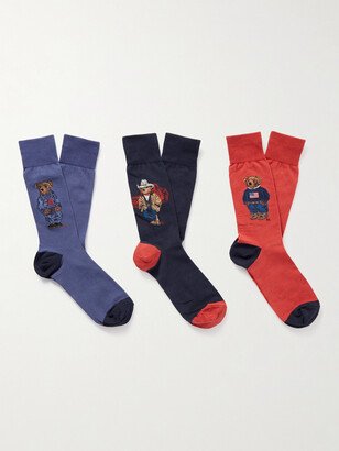 Set of Three Cotton-Blend Jacquard Socks