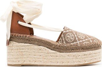 Monogram-Print Wedge Espadrilles