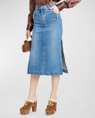 Denim Midi Skirt-AN