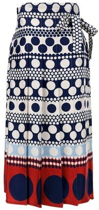 Dot Pattern Pleated Midi Skirt